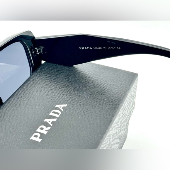 New! Prada Symbole Sunglasses SPR17WS Acetate Black Frame Gray Lenses UNISEX! - Picture 9 of 15